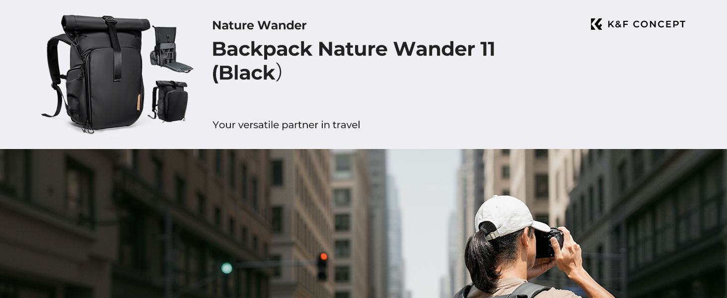 Рюкзак для камери K&F CONCEPT, водонепроникний, великий, з розширеним об'ємом, відділення для ноутбука 15.6 дюймів, для DSLR/SLR камер