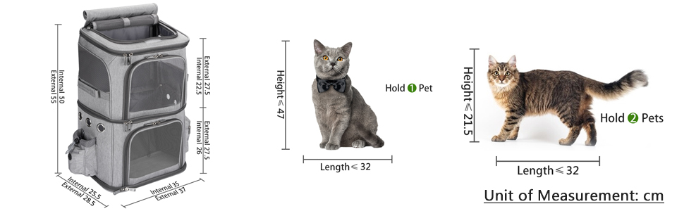 Рюкзак для котів та собак, 2-в-1, знімні відділи, до 12 кг, переноска, складаний, з вентиляцією, сірий L