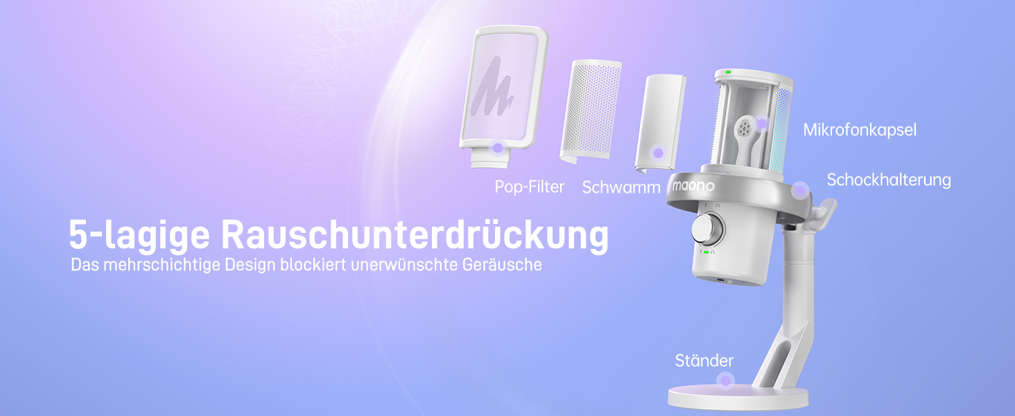 MAONO DM40 PRO Бездротовий мікрофон для ПК з RGB-підсвічуванням та ШІ-зміною голосу, 3-рівневим шумозаглушенням, для геймінгу, подкастингу та стрімінгу