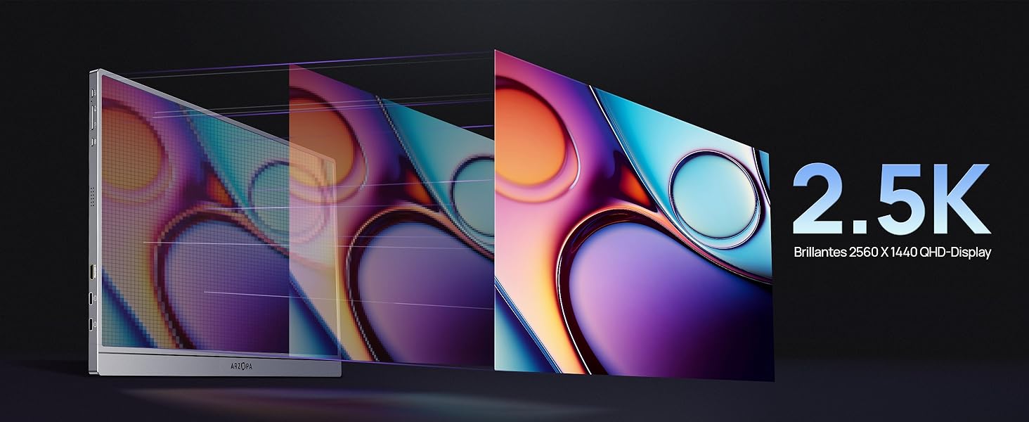 Портативний монітор ARZOPA 16.1' 2.5K 180Hz (2560x1440) HDR10, Space Grey (Z3FC/180HZ)