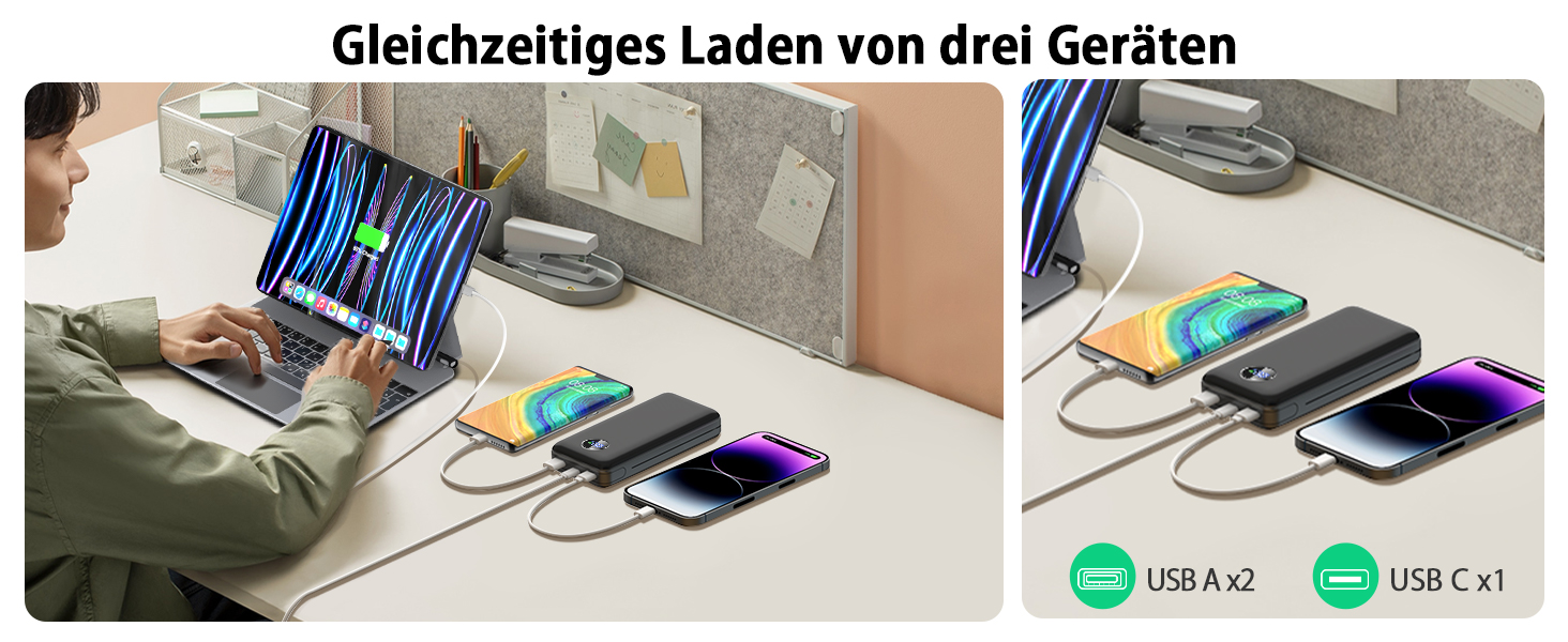 Power Bank 26800mAh з швидкою зарядкою 22.5W, USB-C, PD 3.0, QC 4.0, сумісний з iPhone та Samsung Galaxy