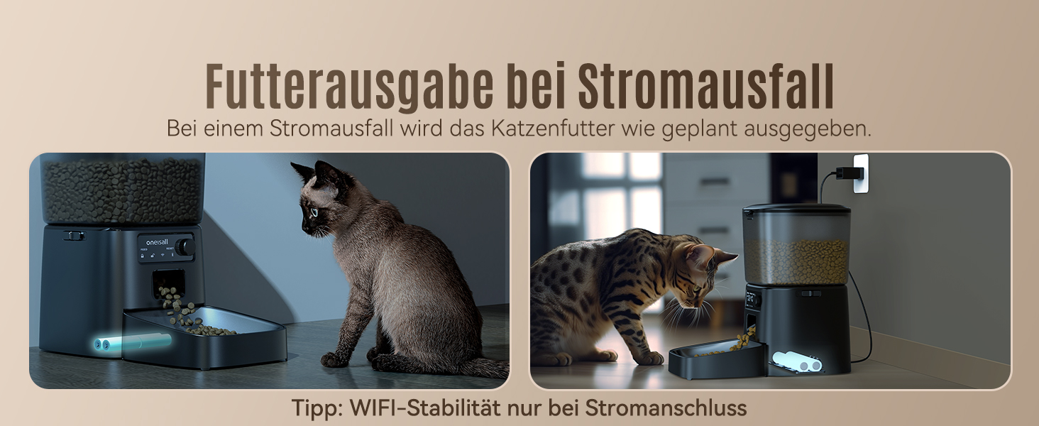 Автомат годування котів Oneisall 3.5L з Wi-Fi, інтелектуальний диспенсер для корму з APP-керуванням, для котів та собак, з нержавійна чаша