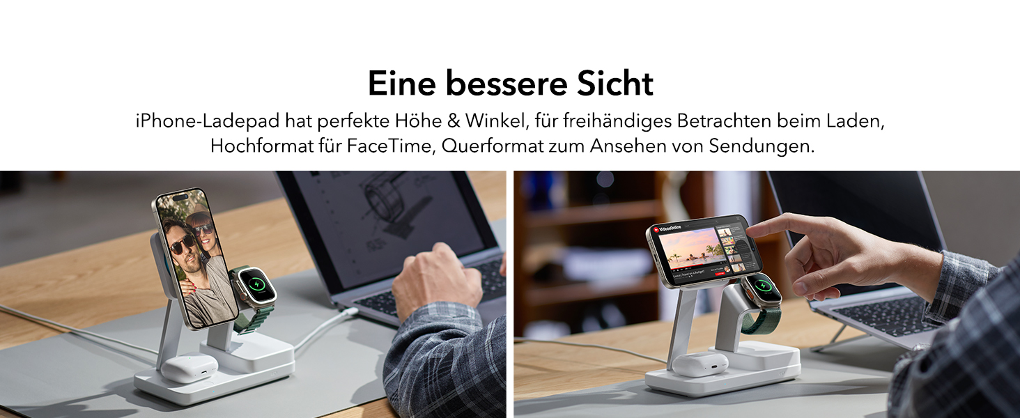 Зарядний пристрій ESR 65W GaN 6-в-1 з підтримкою MagSafe, білий. Сумісний з iPhone 17/16/15/14/13/12, Apple Watch, AirPods та USB A/C пристроями