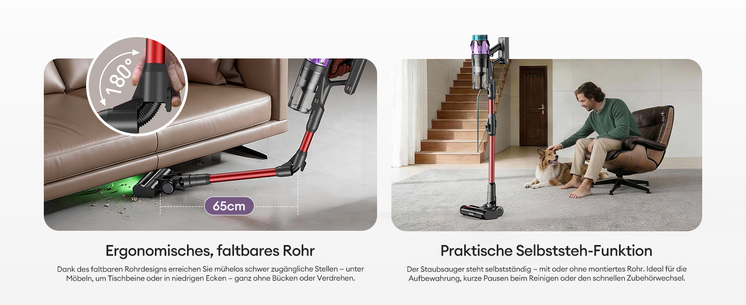 Бездротовий акумуляторний пилосос Ultenic 55000Pa/600W, 80хв, 1.6л, з Multi-Циклон фільтрацією, сенсорним екраном, антизаплутана щітка, док-станція, для шерсті тварин/килимів/твердих підлог, червоний