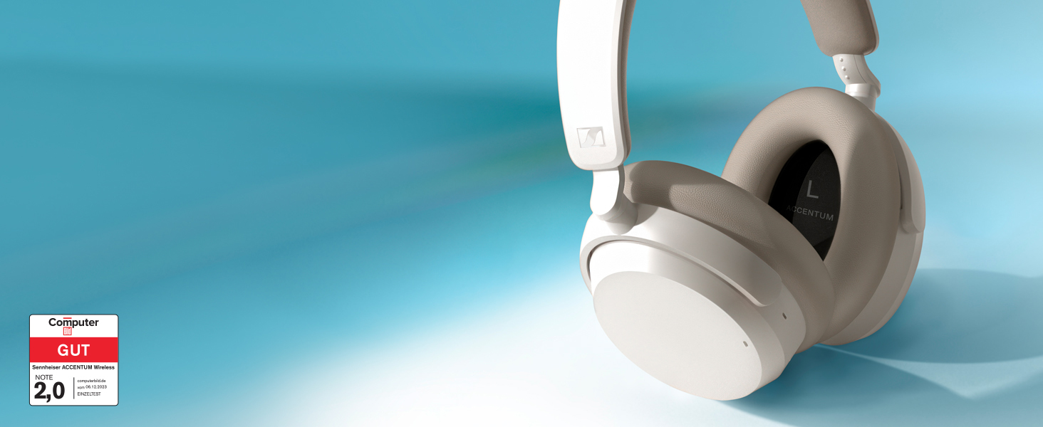 Навушники бездротові Sennheiser ACCENTUM з шумозаглушенням Bluetooth, білі - до 50 год роботи, гібридний ANC, комфорт для подорожей та навчання