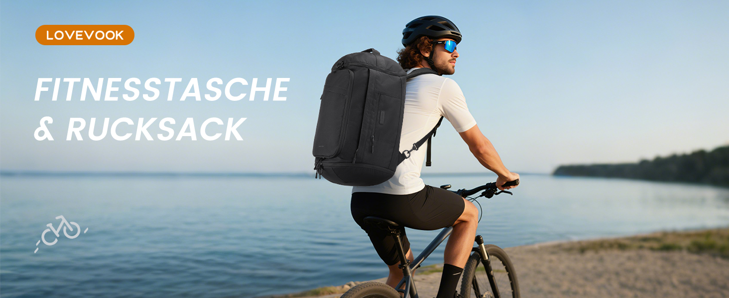 Спортивна сумка LOVEVOOK: велика, водонепроникна, з відділенням для взуття, 45L, 51x28x32 см