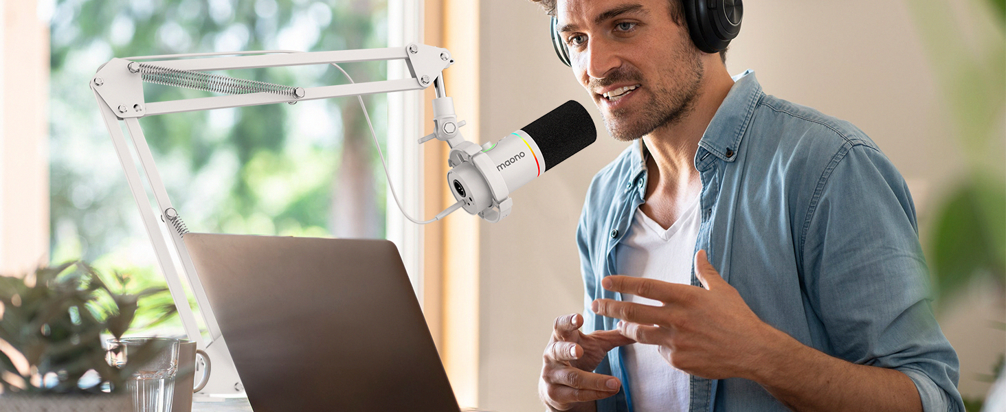 Мікрофонний тримач Maono BA20, чорний: регульований штатив для подкастів, геймінгу, стрімінгу та запису – з кріпленням до столу та адаптером 3/8' - 5/8'