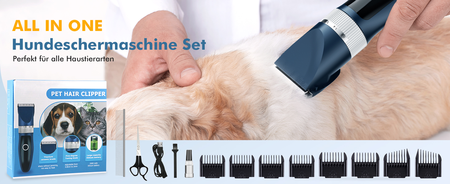 Професійна машинка для стрижки собак та котів Leise, набір, IPX7, для довгої шерсті, електрична