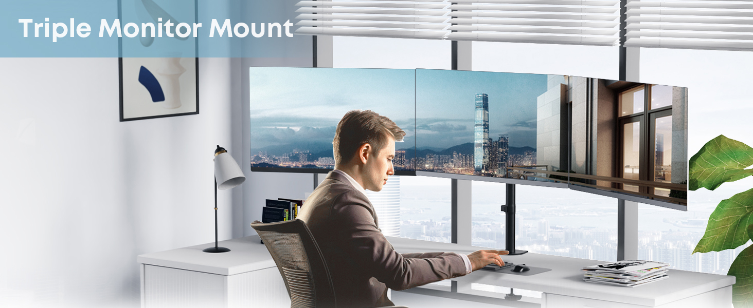 Тримач для монітора PUTORSEN на стіл для 13'-27' LCD/LED моніторів, 7 кг/монітор, регульований (180° нахил, 360° поворот, регулювання висоти), білий (чорний, білий)