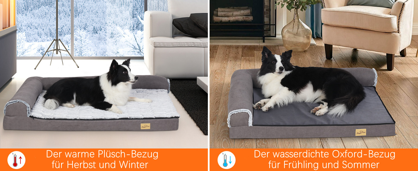 Ортопедичне ліжко для собак BingoPaw XL: велике, зручне, знімний чохол, водонепроникна підстилка, 120x90x25 см