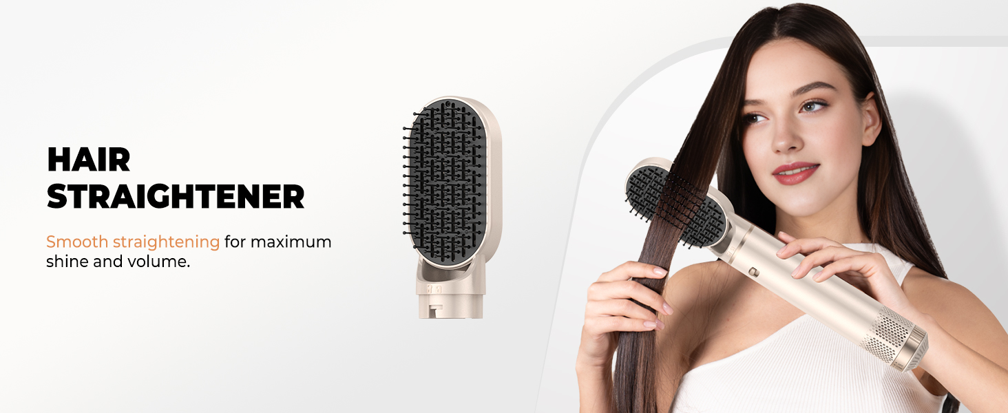 Набір для укладки волосся 5 в 1: фен, плойка, брашинг, термощітка, для створення об'єму, локонів та випрямлення. Золотий колір