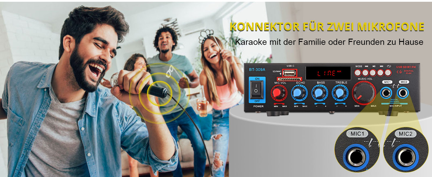 Bluetooth підсилювач PROZOR HiFi Stereo 2-канальний 40Вт+40Вт, 12V/220V, для авто та дому, з FM-радіо, аудіо-ампліфікатор BT-309A