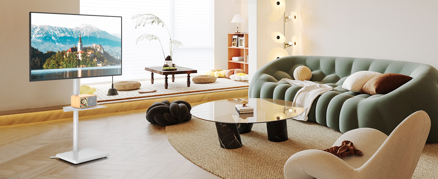 Стійка для телевізора 5Rcom з кронштейном 32-60 дюймів (до 40 кг), біла, VESA 400x400, регульована висота