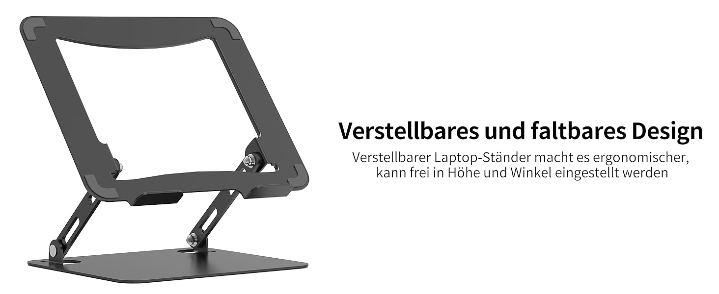 Adjustable Laptop Stand - Portable Riser & Ergonomic Computer Holder - Metal Laptop Mount for 10.6