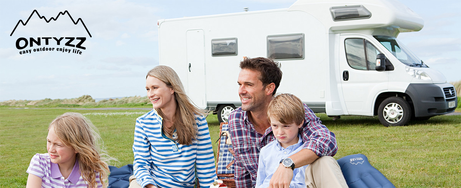 Каремат для кемпінгу Saphirblau: самонадувний килимок для відпочинку на природі з помпою та подушкою
