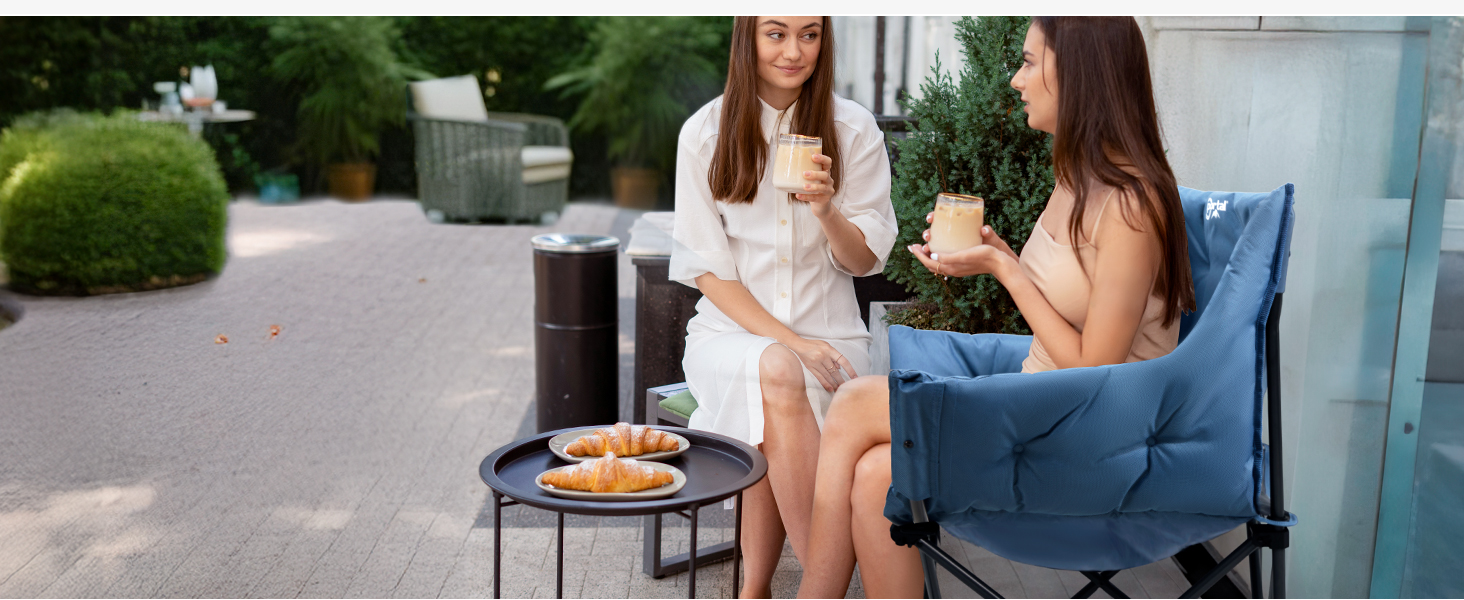 Крісло для кемпінгу складне, XXL, з підлокітниками, 150 кг, блакитне