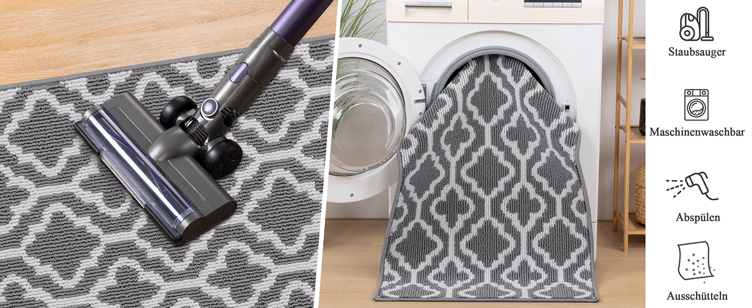 Килимок вхідний SHACOS 90x150 см протибрудний та протиковзкий, вологостійкий килим для дому, передпокою, тераси та саду, сірий