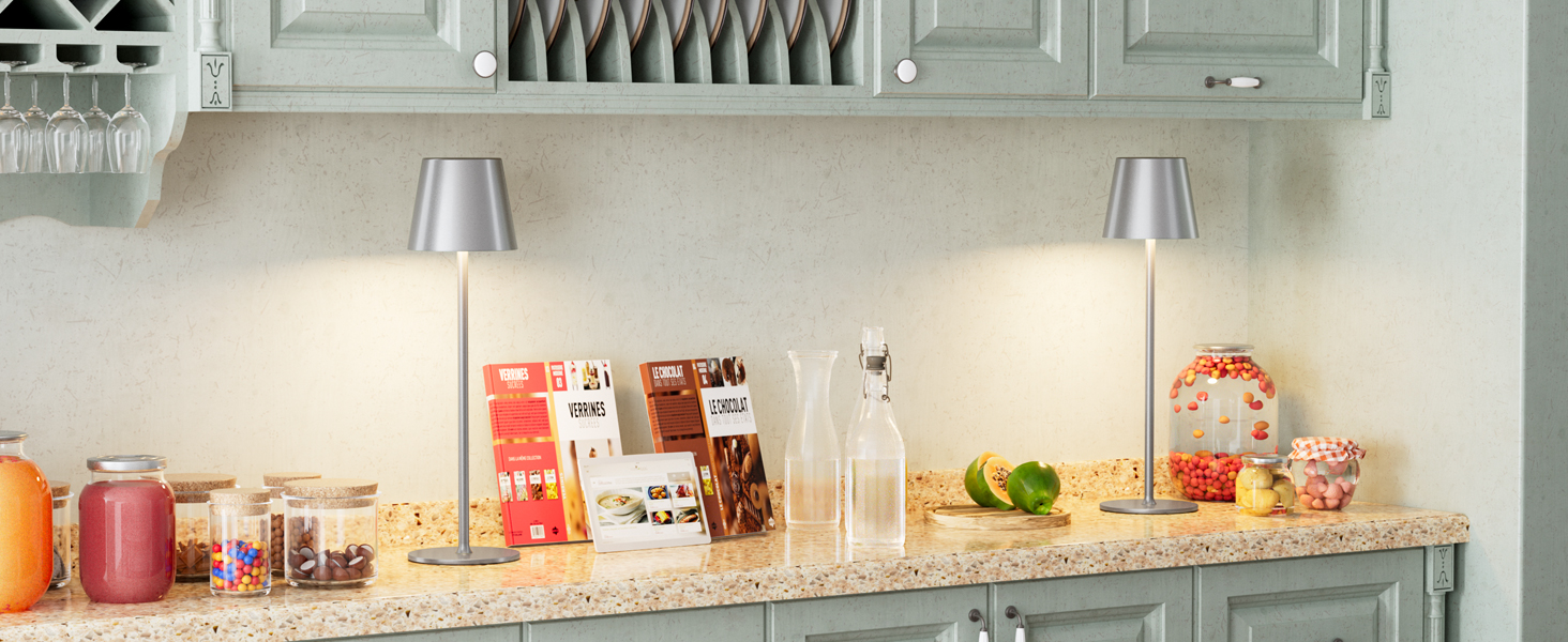 Набір з 2 бездротових настільних ламп LED з акумулятором, сенсорне регулювання яскравості, 3 режими кольору, USB-C зарядка для спальні, столу, кемпінгу (Чорний)