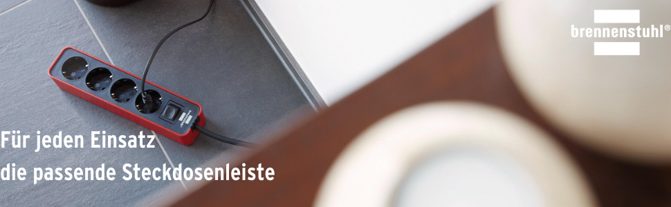 Бренненштуль Alu-Office-Line Розподільний блок 6-fach з алюмінію для столу (Многорозетка з вимикачем та 3м кабелем, Made in Germany)