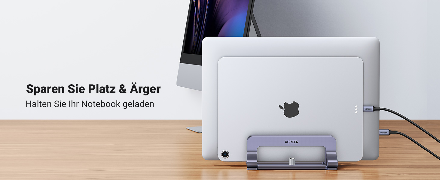 Підставка для ноутбука UGREEN з алюмінію (3 слоти) - вертикальна підставка для MacBook Pro/Air, iPad, Huawei, Surface, Dell, HP