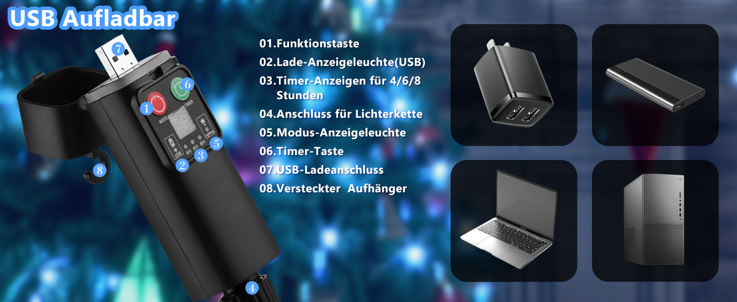 Ланцюжок прикрас LED 10м, 100 світлодіодів, тепле біле світло, з таймером, вологостійкий, для декору на Різдво, весілля, свята, балкона, саду