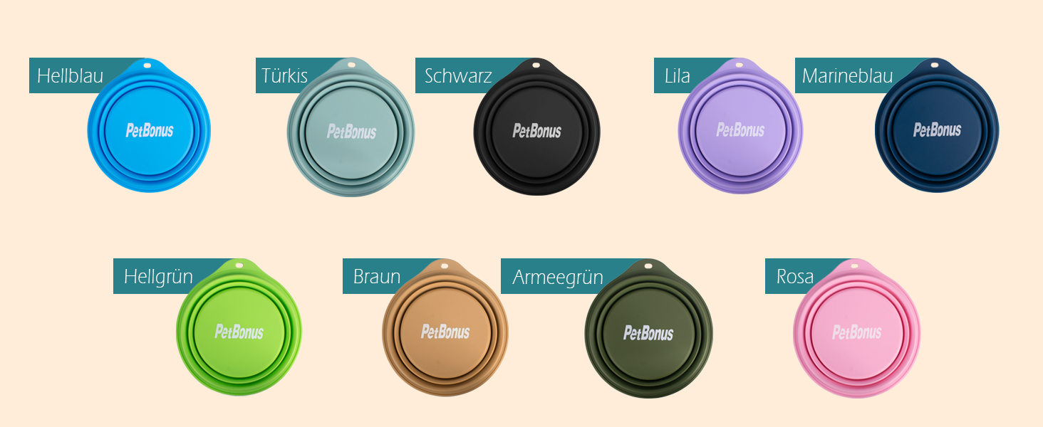 Складані миски для собак PetBonus, 2 шт. Силіконові миски для води та корму для собак, чорний та червоний (600 мл)