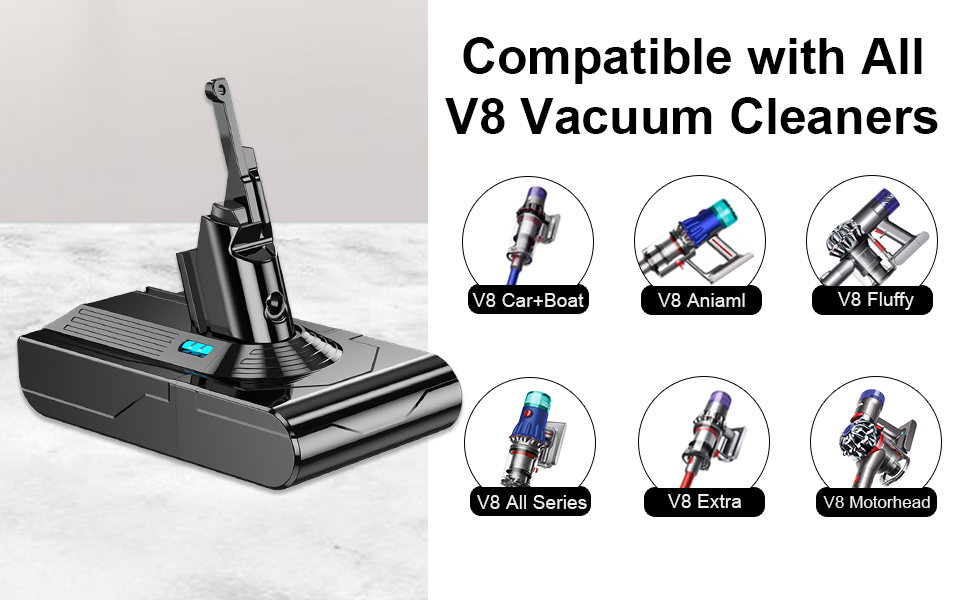 Замінний акумулятор 6800 mAh для пилососів Dyson V8 + 2 фільтри (сумісний з SV10 V8 Absolute)