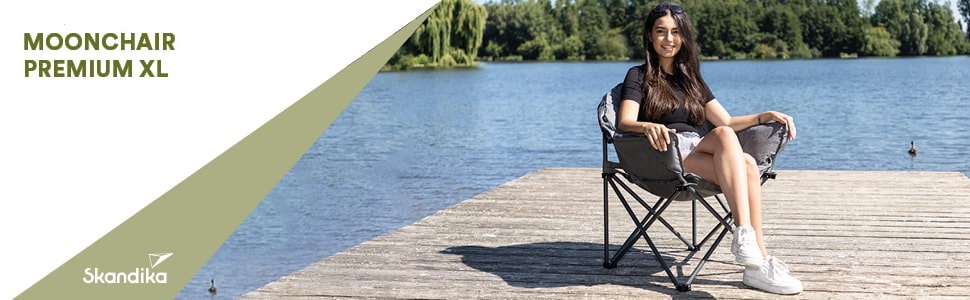 Крісло-трансформер Skandika Moonchair XL/Mala: зручне складне крісло з міцним сталевим каркасом для дому, саду, балкону та подорожей (сірий)