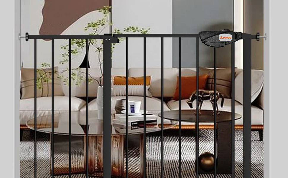 Захист для дверей та сходів UBRAVOO Babygitter, 100 см, безпечне дитяче ворота, автоматичне закриття, трикратне блокування, білий, ширина 76-84 см