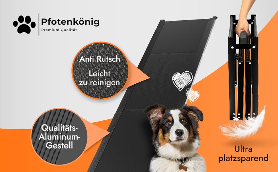 Рампа для собак до 90 кг - PLATZWUNDER - стабільна, преміум-якість, складна, антиковзка, з легкого алюмінію, підходить для всіх автомобілів