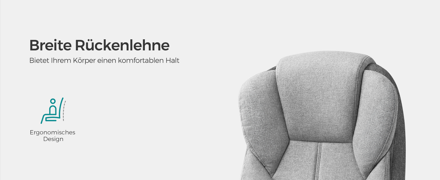 Крісло офісне SONGMICS, крісло для шефа, комп'ютерне крісло, регулювання висоти сидіння, чорне (сіро-чорний)