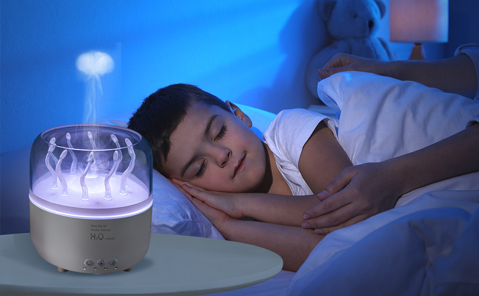 Аромадифузор та зволожувач повітря 280 мл з підсвіткою 7 кольорів, для спальні та рослин, 2 режими розпилення, таймер 2/4/8 годин, з пультом керування, обертовий, для дому