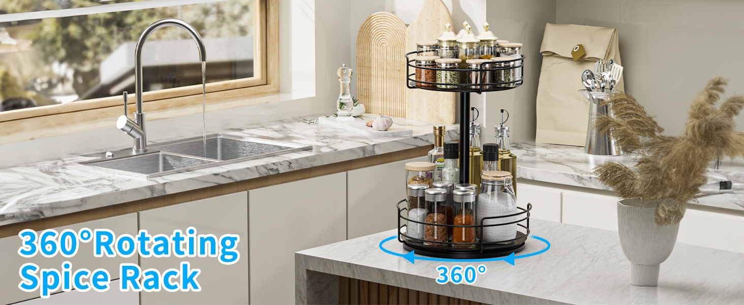 Органайзер поворотний для спецій 360° Drehteller, чорний, для кухні, вітальні, спальні, офісу