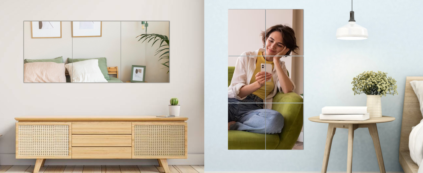 16 настінних дзеркал для плитки - Легка установка, без рамки, розміром 35,6 x 28 см, для спальні, вітальні, ванної кімнати та домашнього спортзалу