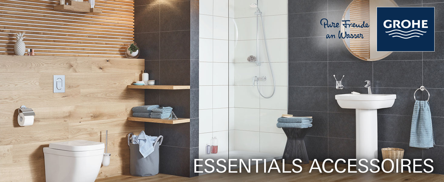 Тримач для туалетного паперу GROHE Essentials хромований, з кришкою, без свердління (клейовий монтаж), 40367001
