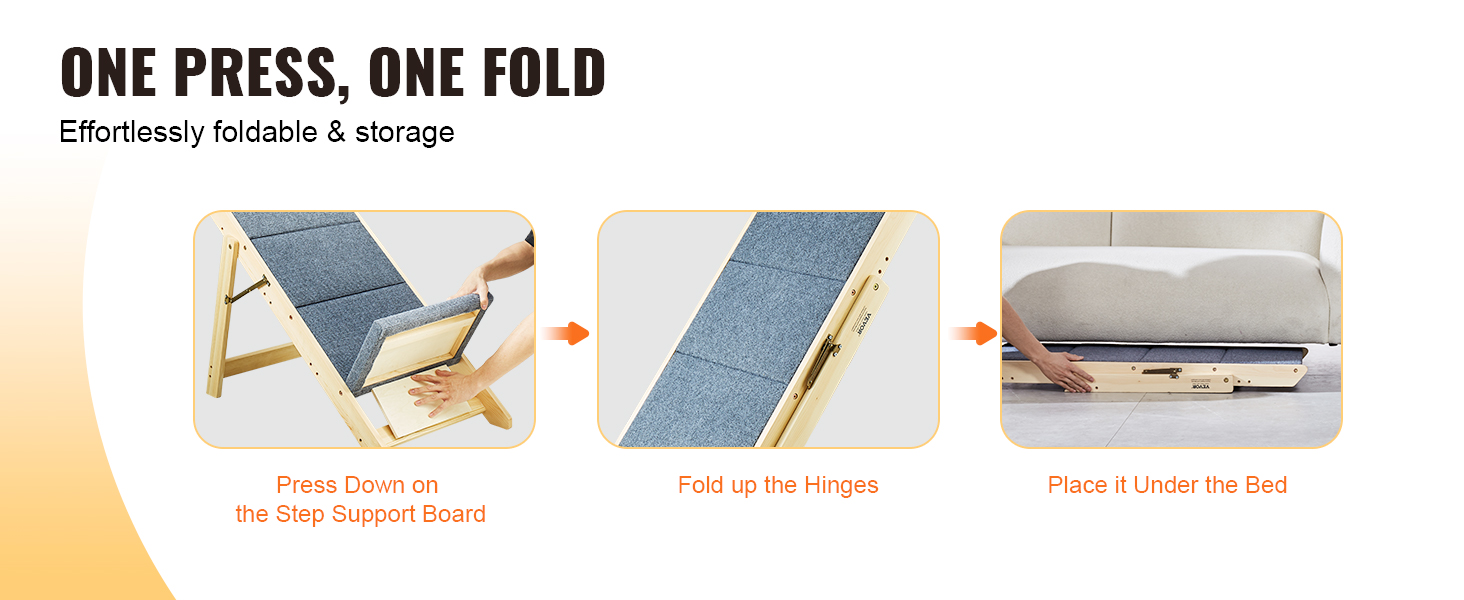 Дерев'яна сходинка для домашніх тварин VEVOR, 2-в-1, складана, для собак та котів, 4 сходинки, до 68 кг