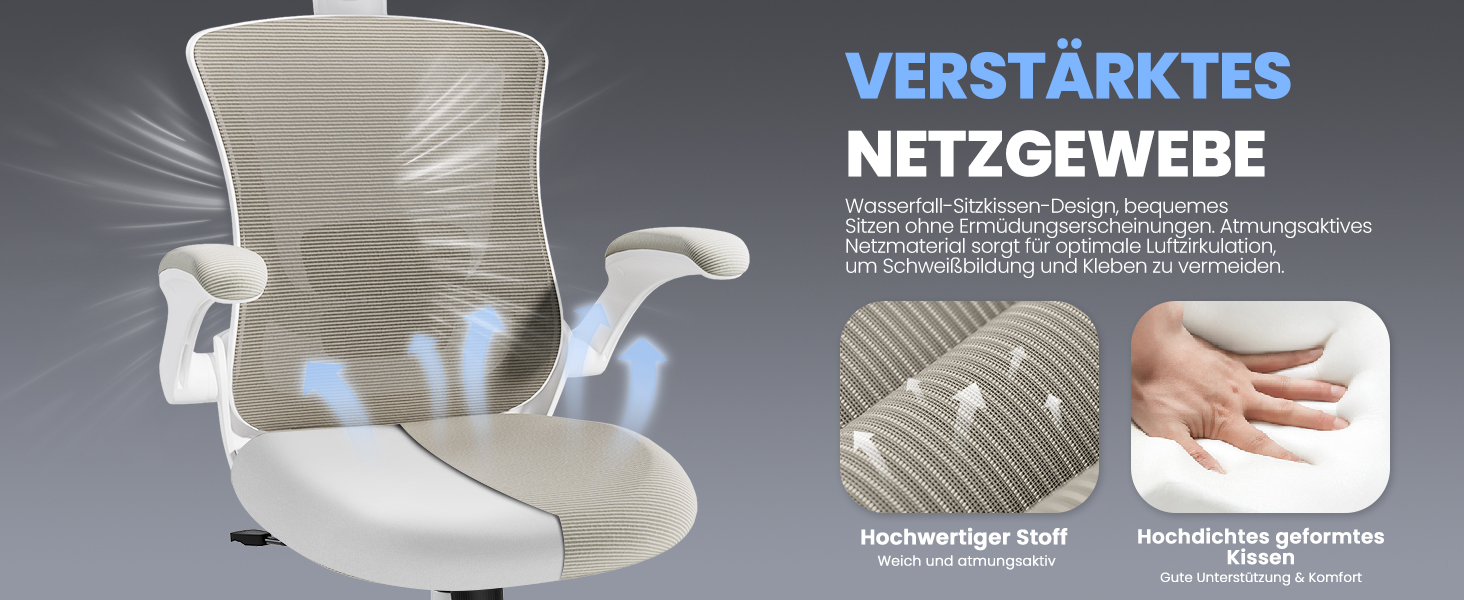 Офісне крісло Colamy Ergonomic з регульованою підголівником та поперековою підтримкою, Khaki