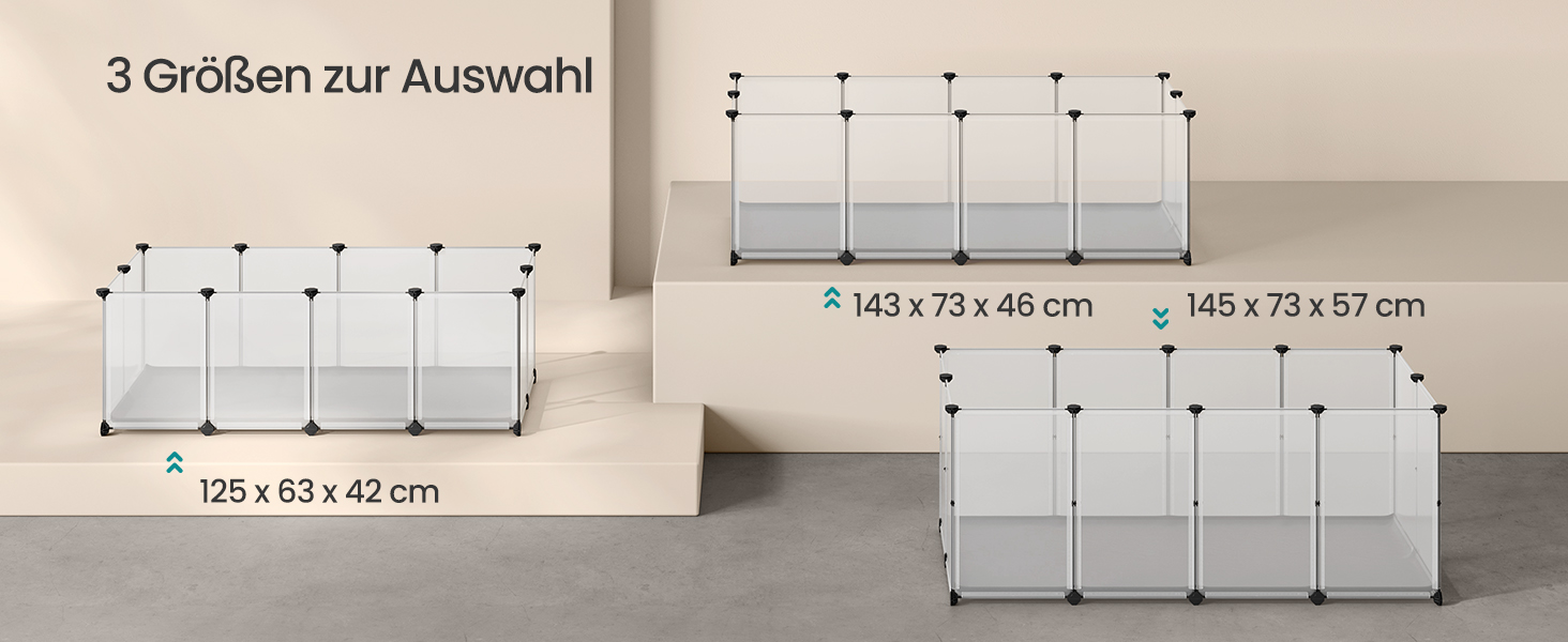 Клітка для дрібних тварин SONGMICS LPC012W01 з піддоном, біла, 143 x 73 x 46 см