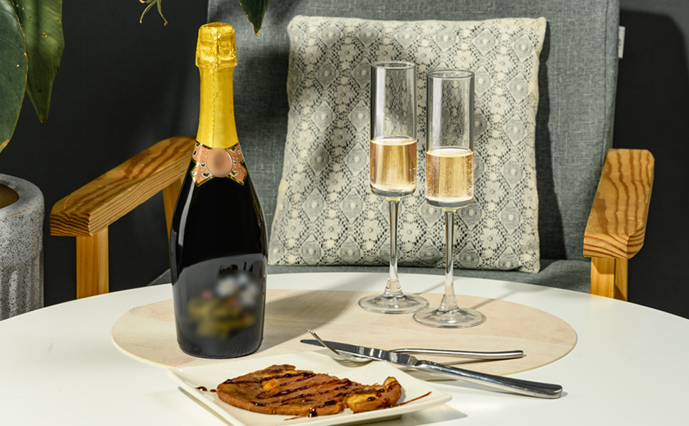 Набір келихів для шампанського ParaCity 2 шт., 170 мл, елегантні скляні келихи для шампанського, коктейлі, подарунок на день народження, весілля, Різдво, прозора новорічна декор для жінок та чоловіків (трубчаста форма)