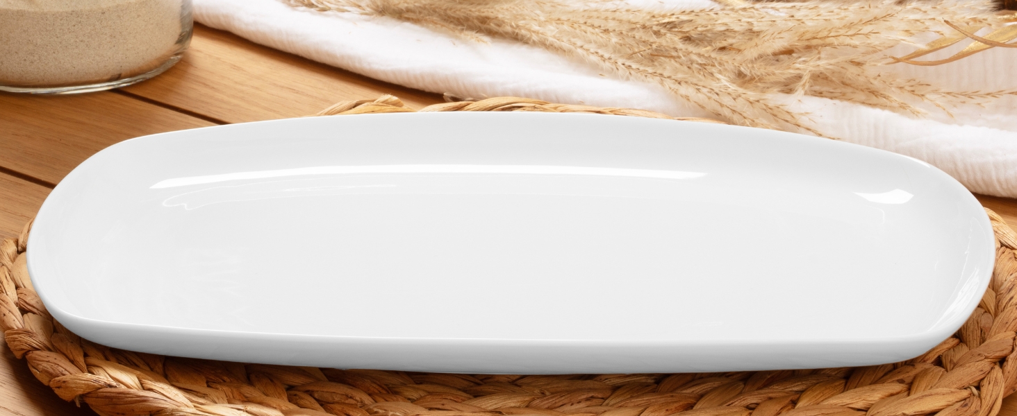 Набір сервірувальних тарілок Sänger Bilgola (2 шт.) - порцеляна, білий колір, 23 x 34 см | для м'яса, риби та закусок | PREMIUM COLLECTION