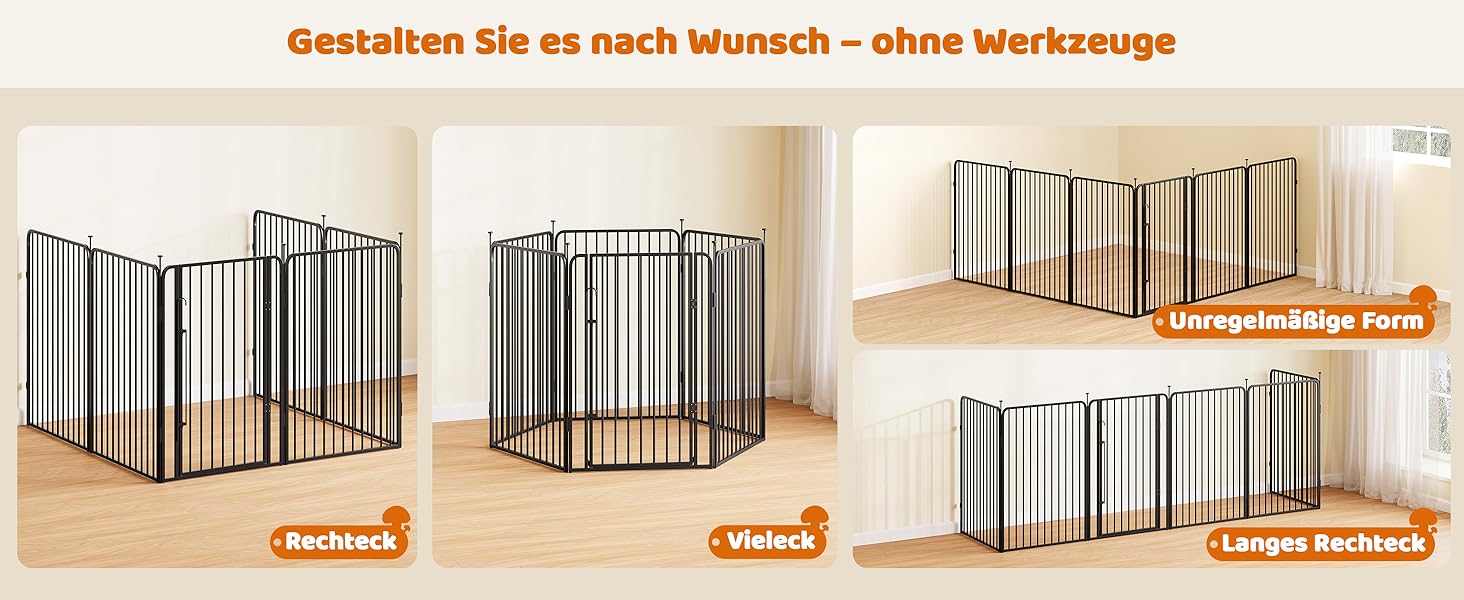 Вольєр для цуценят Yaheetech 24-секційний з замком, тихі труби, захист для підлоги, посилені металеві дроти, 80 см, для квартири та саду