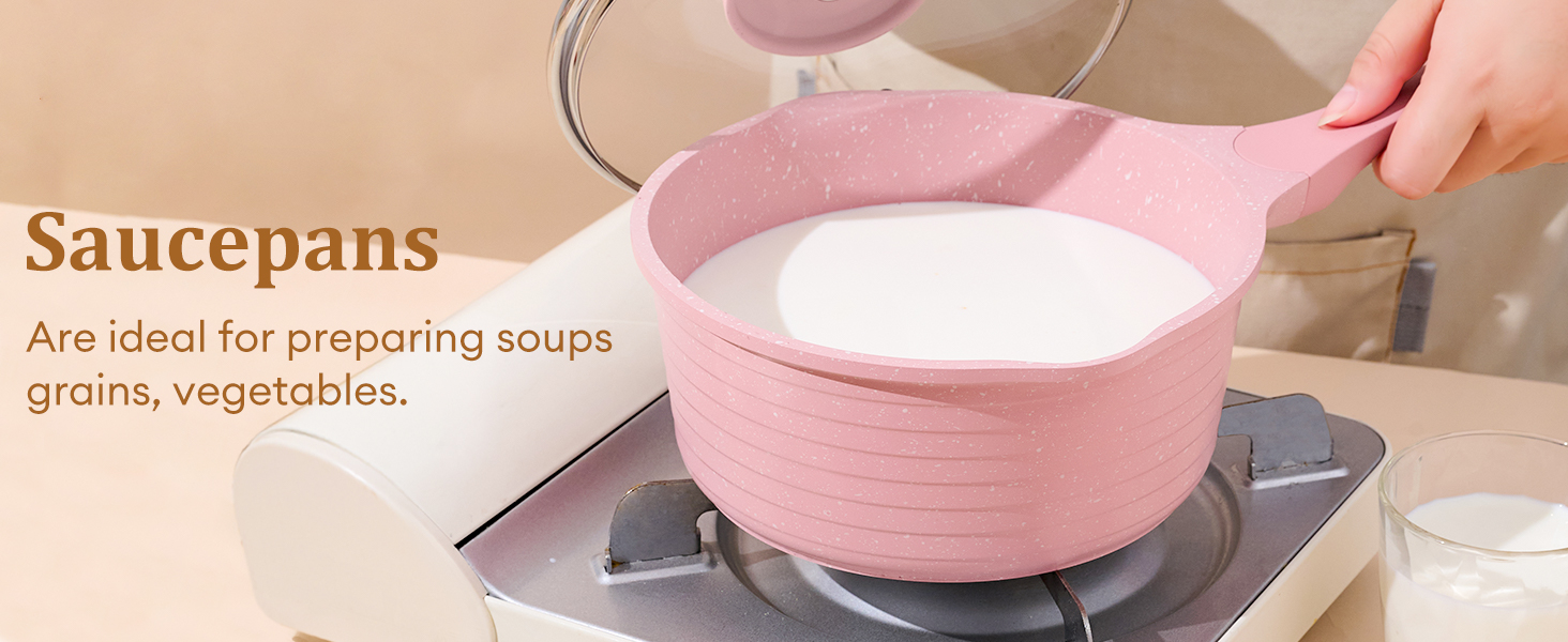 JEETEE 23-Piece Pink Cookware Set - Nonstick Granite Pots and Pans Set for Induction, Gas, Electric & Ceramic Stoves - Perfect Gift Set