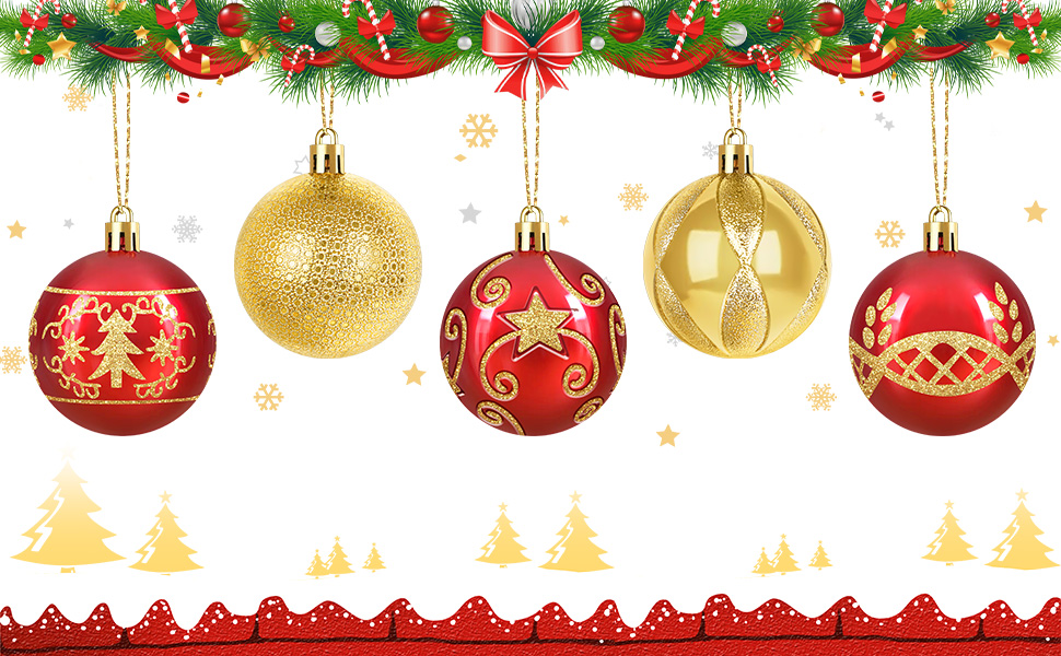 Набір прикрас на ялинку 30 шт. Кульки для ялинки 6 см, червоні та золоті, пластик