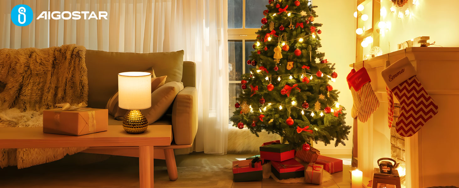 Лампа настільна Aigostar керамічна, вінтажна з абажуром з тканини, патрон E14, max.40W, сучасна, нічник для спальні, вітальні, офісу (без лампочки) - H235mm, золото - H23.5cm