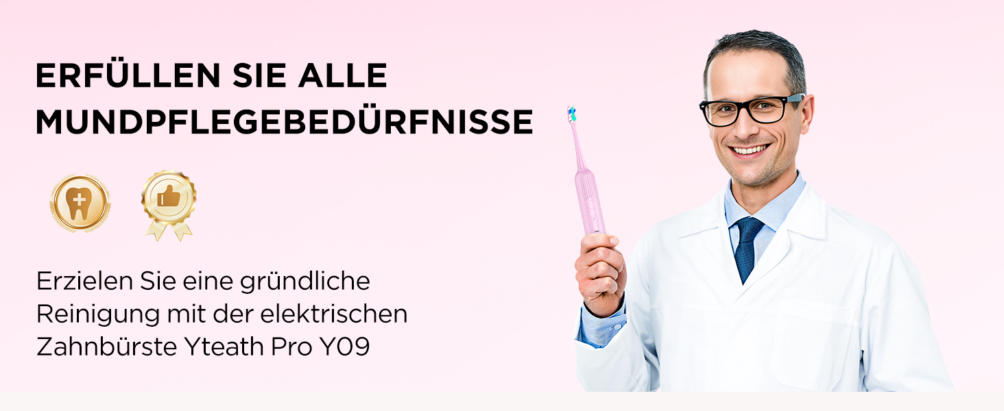 Електрична звукова зубна щітка для дорослих та дітей, 5 режимів чищення, 3 рівні інтенсивності, таймер, 8 насадок, чохол для подорожей, чорний (1 шт.)