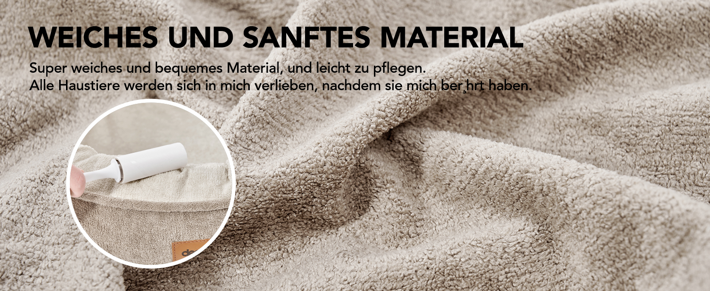 Кругле м'яке ліжко для собак та котів Deconovo, діаметр 61 см, ортопедичне, знімний кошик, Khaki