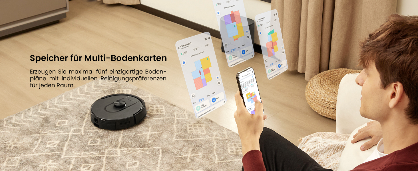 Робот-пилосос Vexilar W11 з функцією миття, LiDAR навігація, потужність 5000Pa, тривалий час роботи, WiFi, ідеальний для килимових покриттів