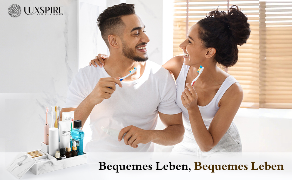 Тримач для зубних щіток Luxspire з 3 відсіками, для електричних зубних щіток, органайзер для пасти та ручок, білий, 6 відсіків, чорний