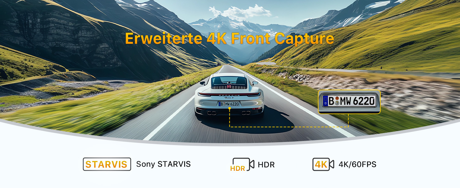 Відеореєстратор GKU 4K+2.5K з Wi-Fi 5GHz, GPS, Нічне Бачення STARVIS, IPS-дисплеєм 1.5', 24h парковка, 360° обертання, 64GB SD-карта, чорний