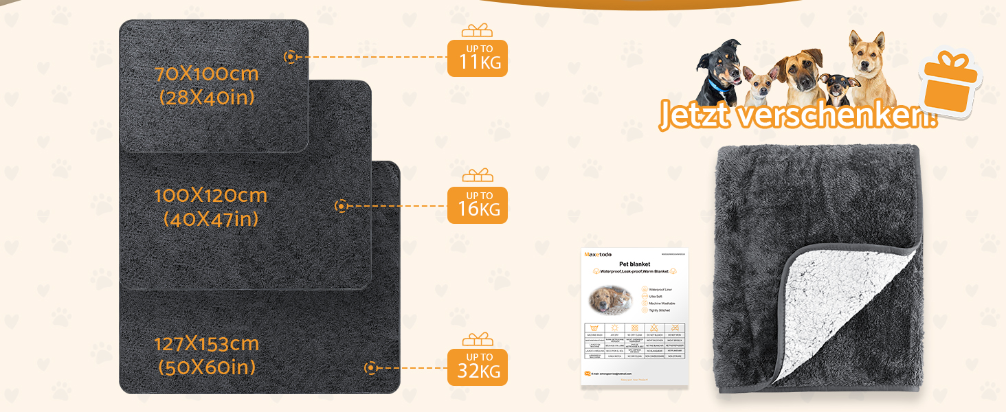 Водонепроникний коврик для собак 100x120 см - м'який, флісовий, для собак середніх порід до 16 кг, чорно-білий, підходить для вулиці та дивану